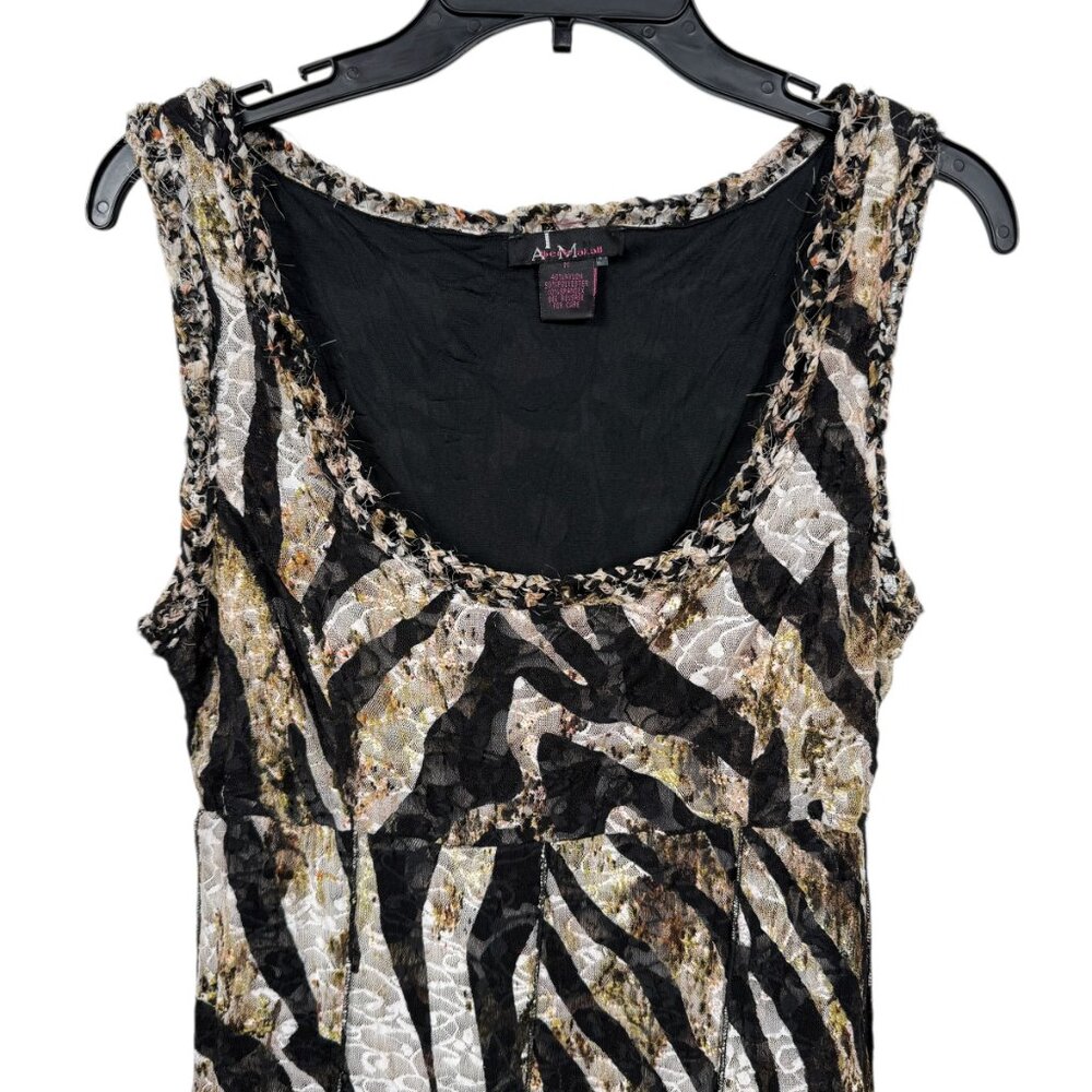 Vintage Alberto Makali Dress Medium Brown Zebra Leopard Nylon Blend Boho - Picture 4 of 8
